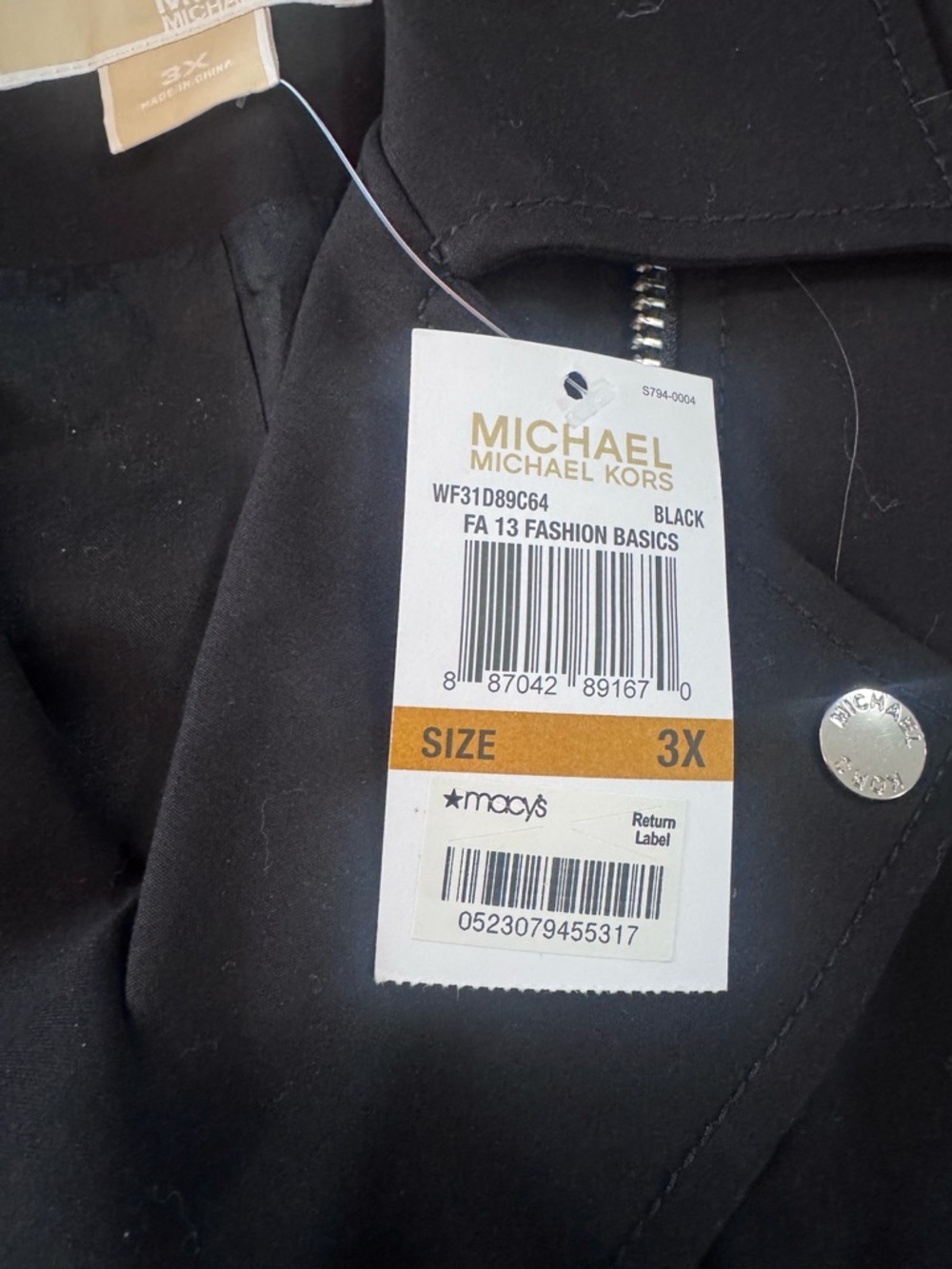 Womens Michael Kors Black Moto Jacket with Faux Leather Sleeves size 3X - Picture 2 of 3